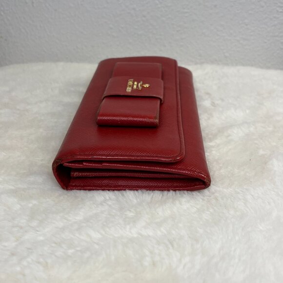 Pre-Loved Prada Red Saffiano Fiocco Bow Long Bifold Wallet - Picture 7 of 16